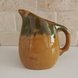 MCM Beauceware Creamer CRAZING Canadian Pottery Vintage 5.5" Tall Yellow Green